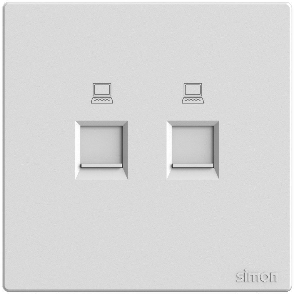 Simon 2-Gang Data Outlet Cat6 - White