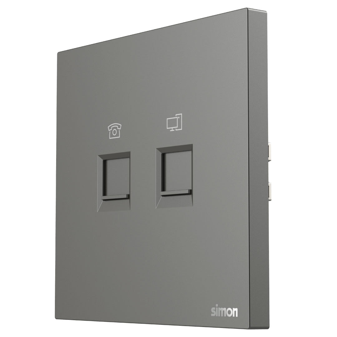 Simon Telephone & Data Outlet Cat6 M7 Air Series-Grey