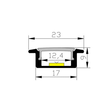 23mm Aluminum Profile light - Black