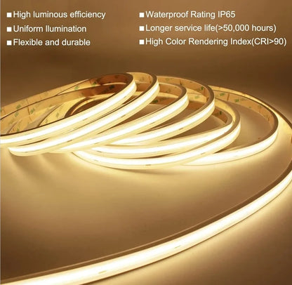Waterproof COB Strip Light – 24V - IP65 - 10 Meter Roll