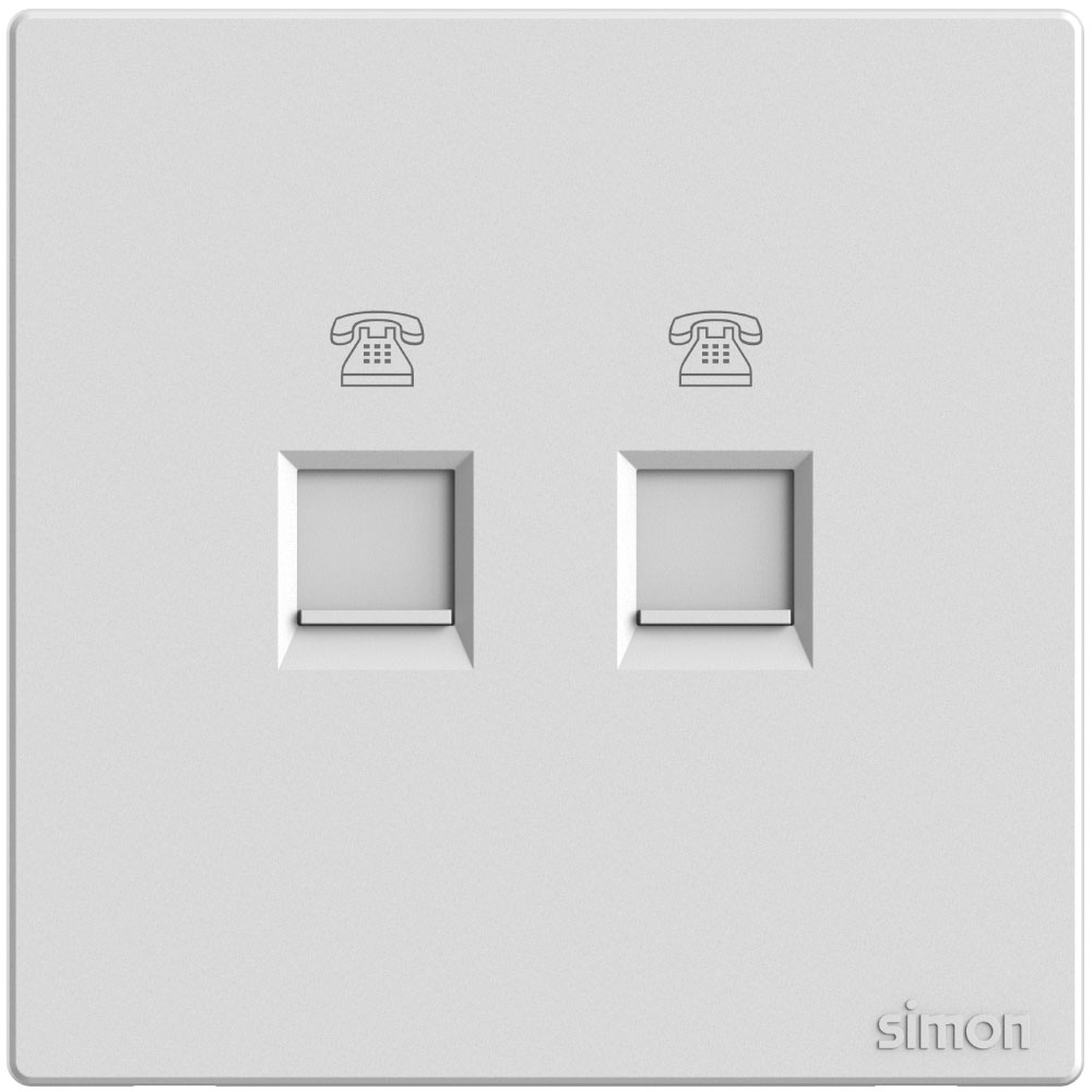 Simon 2-Gang Telephone Outlet - White