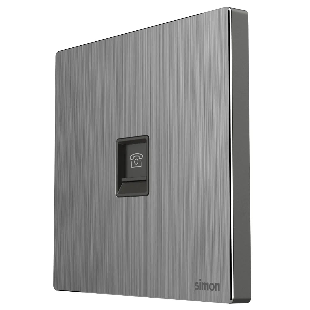 Simon 1G Telephone Outlet M7-Metal Series