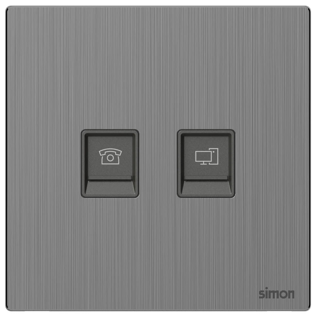 Simon Telephone & Data Outlet Cat6 M7-Metal