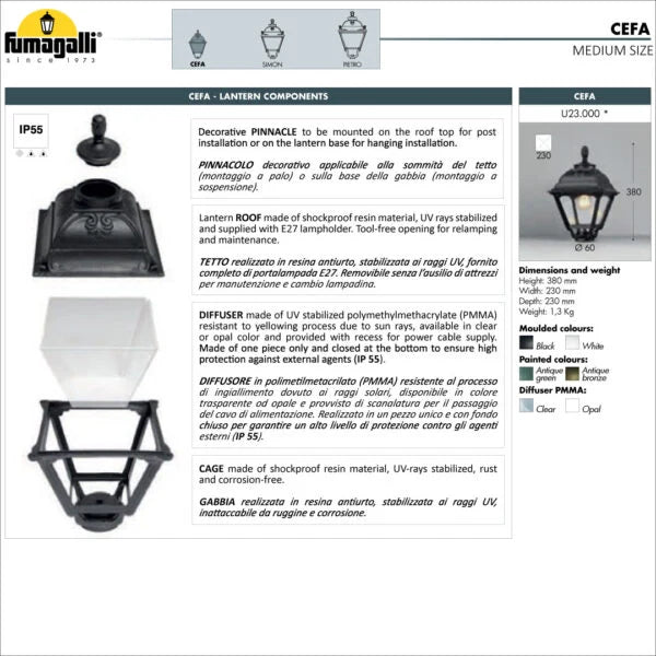 BISSO-CEFA Lantern Outdoor Wall Light  (Lifetime Guarantee)
