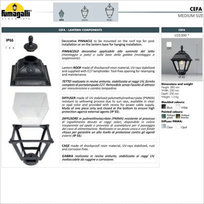 BISSO-CEFA Lantern Outdoor Wall Light  (Lifetime Guarantee)
