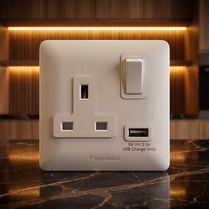 1G 13A Socket with USB Charger - Panasonic - Color