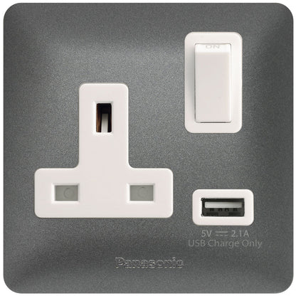 1G 13A Socket with USB Charger - Panasonic - Color