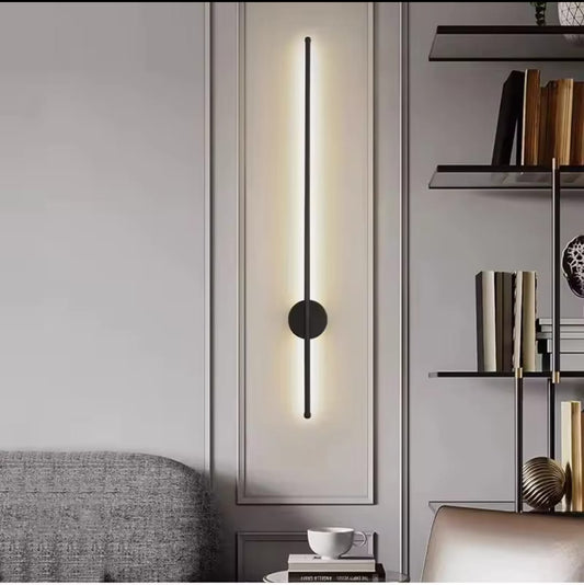 Modern Long Black Stick LED Wall Light