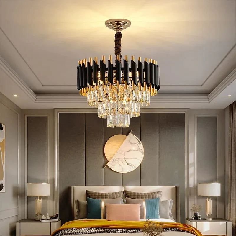 Modern Luxury Black Gold Crystal Chandelier (400mm)