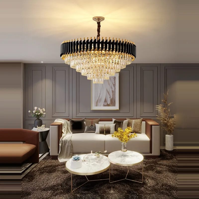 Modern Luxury Black Gold Crystal Chandelier (800mm)