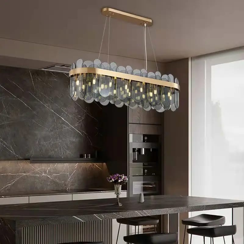 Modern Luxury Smoke Glass Oval Chandelier
