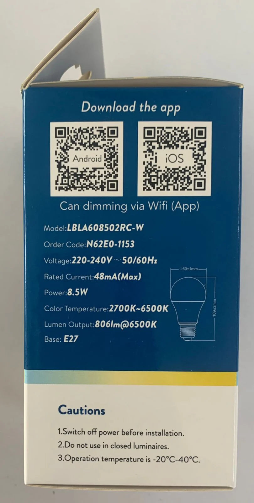 Simon 8.5W WiFi Smart LED Bulb – RGB + Tunable White, E27
